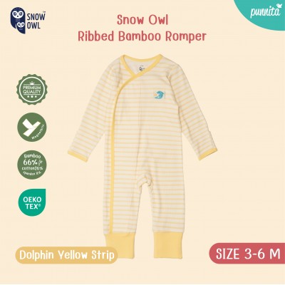 New !!  Snow owl Romper คอลเล็กชั่น Sleeping is my thing  ชุดหมี แขนขายาว 3-6 M - Dolphin Yellow Strip